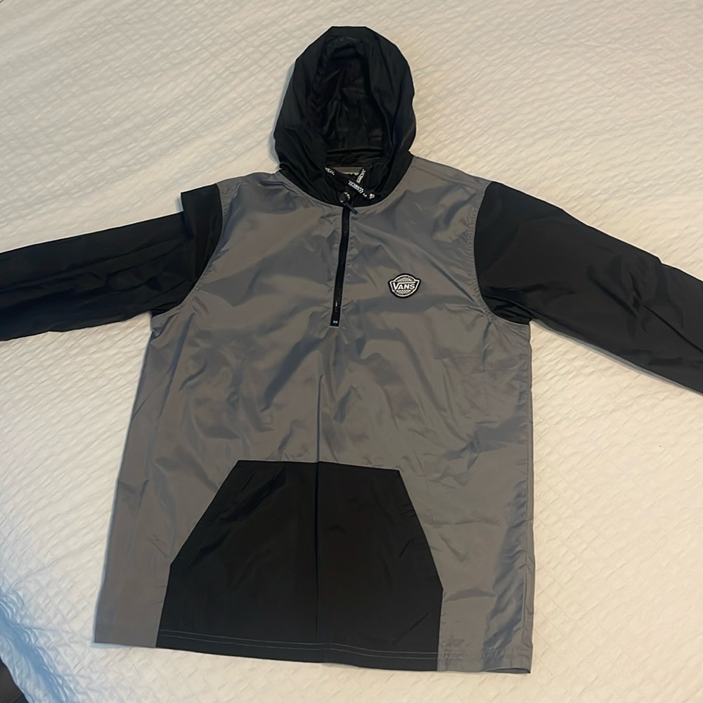 Vans Men’s Grey/Black Quarter Zip Pullover Hoodie - Picture 1 of 4